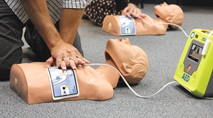 Community CPR and AED training with dummies